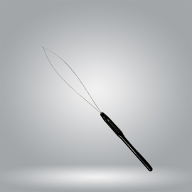 Black flat crochet hook with loop